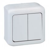 Electric switch double one-way, 10A, 250VAC, surface mounting, grey, Forix, 782382