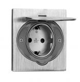 Wall power outlet schuko, single, 16A, 230VAC, silver, build-in, ORNO