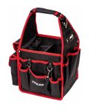 BASIC Softbag M shoulder bag, 30 pockets, with textile handle, black with red edging