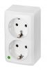 Double Power Socket, 16A, 250VAC, surface mounting, white, Berg, 3738-00
