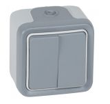 Double light switch two-way, 10A, 250VAC, surface mounting, grey, Plexo, 69715