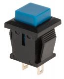 Button switch, blue, OFF-(ON), hole 13x11mm, 1A/250VAC, SPST-NO