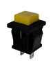 Button switch, yellow, OFF-(ON), hole 13x11mm, 1A/250VAC, SPST-NO