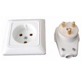 Single power socket, 25A, 250VAC, with plug 25A, white, for installation, reinforced