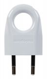 Electric plug with ring, 2P, 250VAC, 6А, straight, white