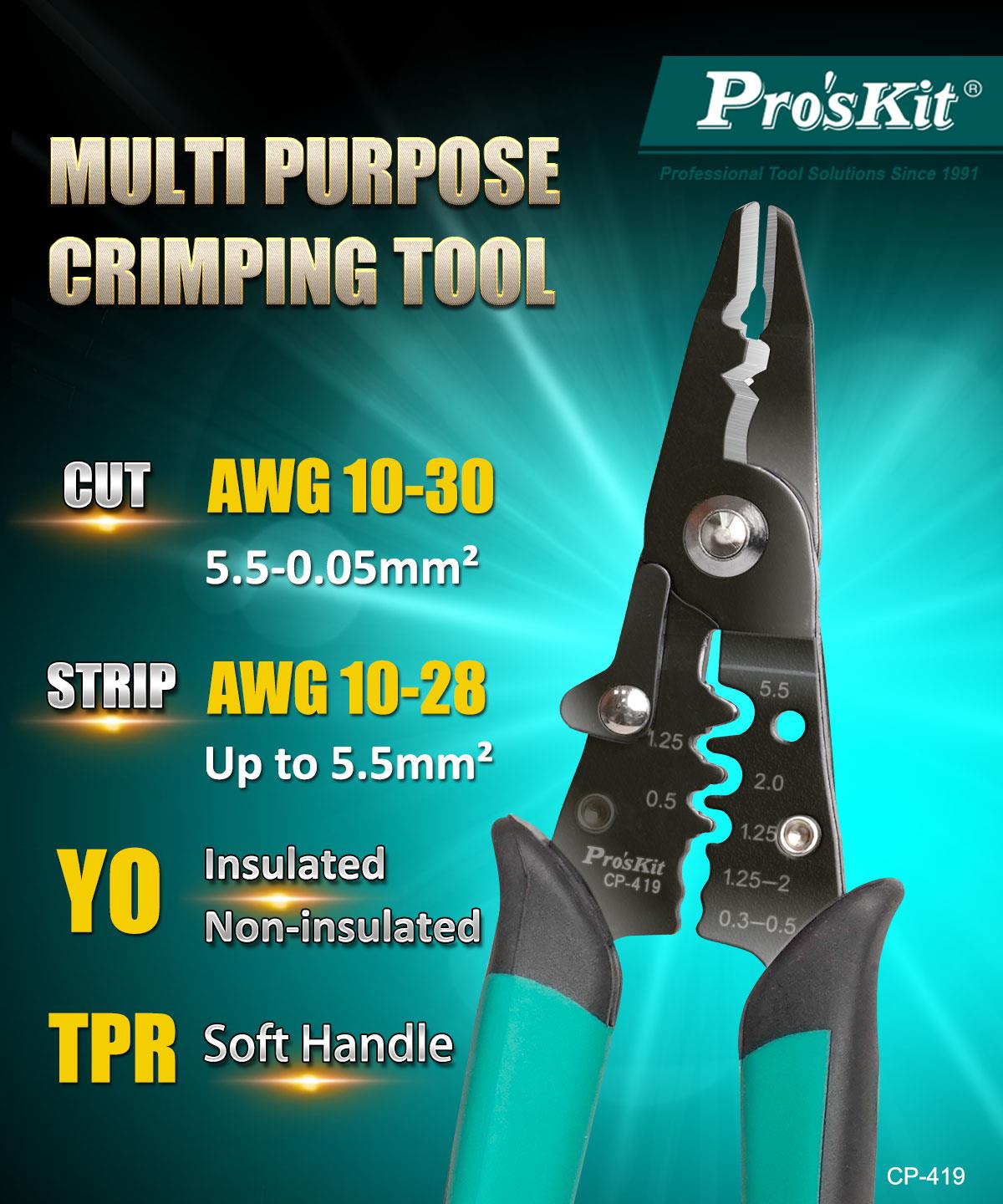 Cutting pliers, crimping, stripping cables, 175mm, PRO'S KIT CP-419