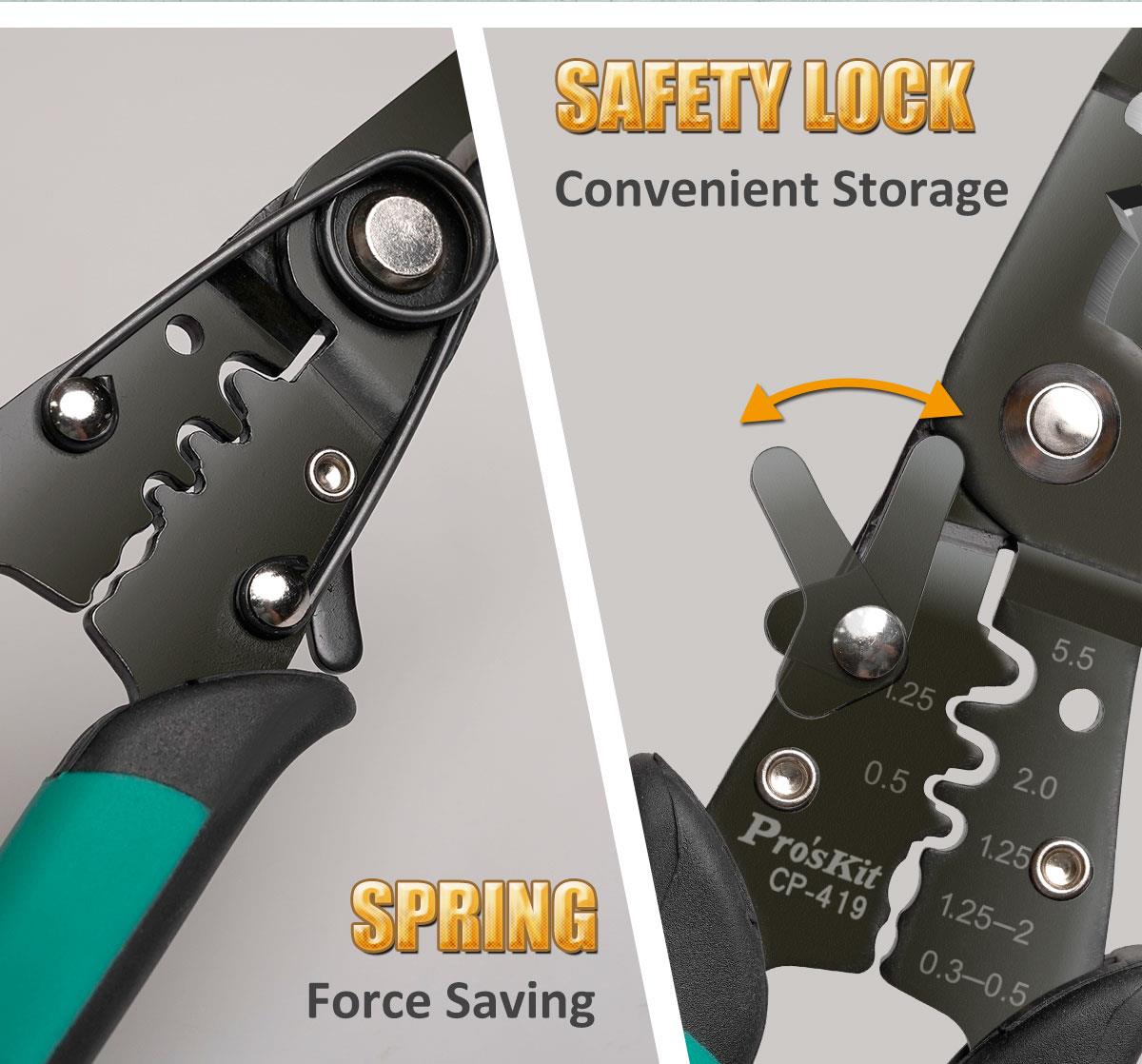 Клещи резачки, кримпване, оголване на кабели, 175mm, PRO'S KIT CP-419