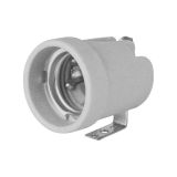 Socket E27, ceramic, white, for installation, with plate