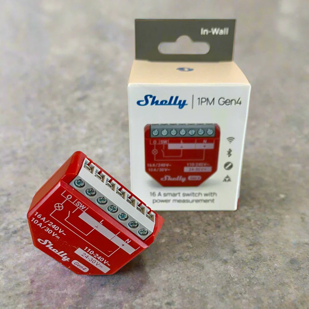 Wi-Fi Smart реле, 16А, 240VAC, 30VDC, Shelly 1PM Gen4, 070717