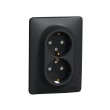 Double socket outlet, 16A, 250VAC, anthracite, for built-in, schuko, Sedna, SDD314221