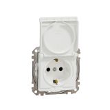 Single socket outlet, 16A, 250VAC, white, for built-in, schuko, Sedna, IP44, SDD211024