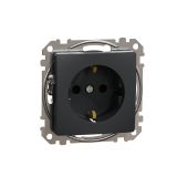 Single socket outlet, 16A, 250VAC, anthracite, for built-in, schuko, Sedna, SDD114022