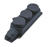 Power Outllet Strip Without Cable, 250 VAC, 16A, black, IP44, B381.109, Bachmann