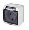 Single power outlet with cover, 16A, 230VAC, IP44, for surface mounting, white,, Karlik, GAO, 22111H
