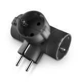 3-way Plug In Socket Extender with earthing (2P+E), 16A, 230VAC, black, 146.540/N, Scame