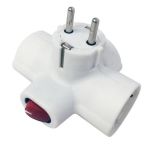 3-way Plug In Socket Extender with earthing (2P+E), 16A, 230VAC, with switch, white, 0794H, GAO