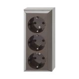 3-way Power Outlet Strip without cable, 250VAC, 16A, bakelite, brown, 0510089777H, GAO