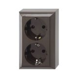 2-way Power Outlet Strip without cable, 250VAC, 16A, bakelite, brown, 0510076777H, GAO