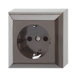 Single power outlet, 16A, 230VAC, for surface mounting, brown, GAO, 0510056777H