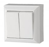 Electric switch double one-way, 10A, 250VAC, surface mounting, white, GAO, 0315H