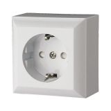 Single power outlet, 16A, 230VAC, for surface mounting, white, GAO, 0310H