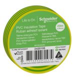 PVC electrical tape, yellow/green, 20m x 19mm, Schneider, 2420105