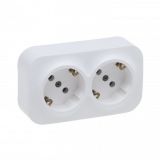 Double Power Socket, 16A, 250VAC, surface mounting, white, Forix, 782423