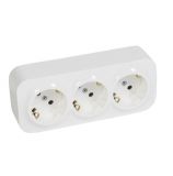 Triple Power Socket, 16A, 250VAC, surface mounting, white, Forix, 782418