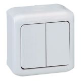 Double electric switch two-way, 10A, 250VAC, surface mounting, white, Forix, 782361