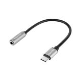 Кабел за телефон USB Type-C към 3.5mm/F, 0.175m, черен, KM1245