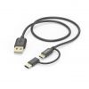 Phone cable Micro USB and USB Type-C to USB, 1m, black, HAMA
 - 1