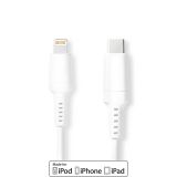 Phone cable Lightning to USB, 1m, white, NEDIS CCGW39650WT10