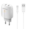 Phone charger with USB Type-C cable, USB, 18W, white, DeTech - 1