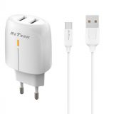 Phone charger with USB Type-C cable, USB, 18W, white, DeTech
