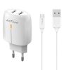 Phone charger with Micro USB cable, USB, 18W, white, DeTech - 1