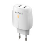 Phone charger, USB, 18W, white, DeTech
