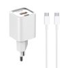 Phone charger with USB Type-C cable, USB and USB Type-C, 20W, white, LDNIO - 1