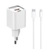 Phone charger with Lightning cable, USB and USB Type-C, 20W, white, LDNIO - 1