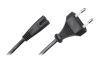 Захранващ кабел 2x0.75mm2, 3m, двуполюсен, черен, поливинилхлорид (PVC), плосък

