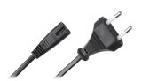 Захранващ кабел 2x0.75mm2, 3m, двуполюсен, черен, поливинилхлорид (PVC), плосък