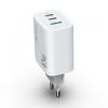 Phone charger, USB and USB Type-C, 65W, white, DeTech - 1