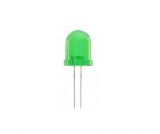 LED диод зелен, 250-300mcd, 20mA, ф10x14mm, 60°, изпъкнал, THT
