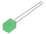 LED диод, зелен, 7x5.5x12mm, 50~100mcd, 20mA, 120°, плосък, THT