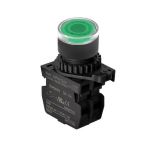 Panel switch, S2PR-P3GADM, button, 22mm, 1 position, green, LED