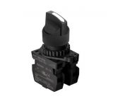 Panel switch, S2SR-S7W2AM, rotary, 22mm, 3 positions, black