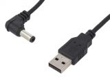 Захранващ кабел, USB A към DC 5.5x2.5 щепсел, Г-образен, черен, 0.5m, 5V, GOOBAY