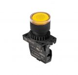 Панелен превключвател, L2RR-L3YDM, бутон, ф22mm, 1 позиция, жълт, LED