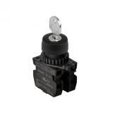 Panel switch with key, S2KR-3EK2AM, rotary, 22mm, 3 positions, black