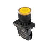 Панелен превключвател, L2RR-L3YLM, бутон, ф22mm, 1 позиция, жълт, LED