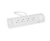 Power strip, 4-way, angle, 1m cable, white, LEGRAND 694501